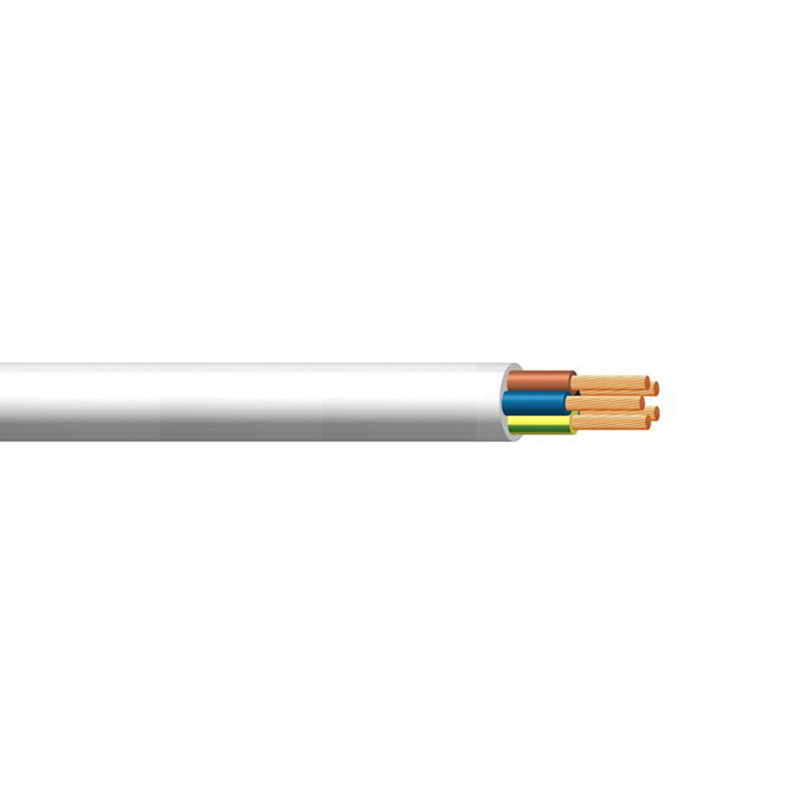 Ohebný bílý kabel CYSY - H05VV-F 5x2,5mm k pohyblivým přívodům solárií (400V/16A)